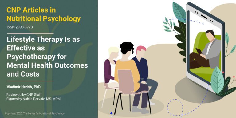 Lifestyle Therapy Is as Effective as Psychotherapy for Mental Health Outcomes and Costs